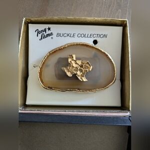 Handcrafted Vintage Agate Belt Buckle w/ Texas Decal